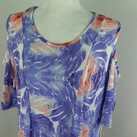 Shoreline Purple Cold Shoulder Dress 1XL - Picture 2 of 7